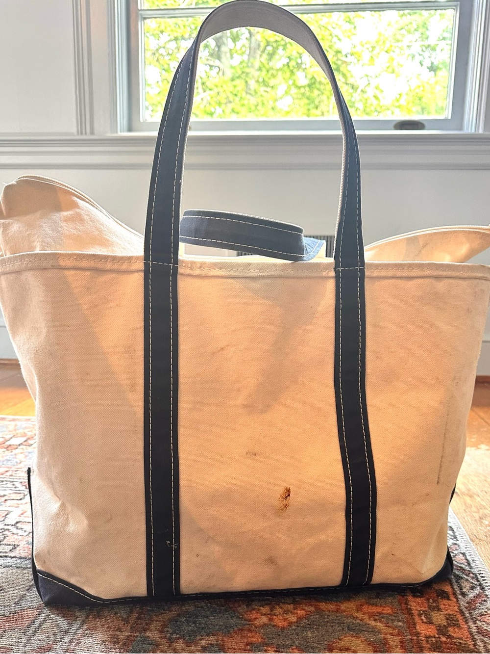 Vintage L.L.Bean Boat & Tote Large Zip Top Navy Canvas Green Label USA 🇺🇸 - Picture 11 of 15